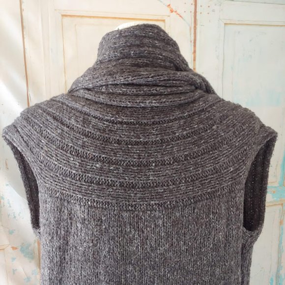 CAbi fringe pocket cable knit open front cardigan duster sweater/XS/gray - Picture 4 of 10